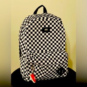 Vans Old Skool checkerboard backpack in black and white